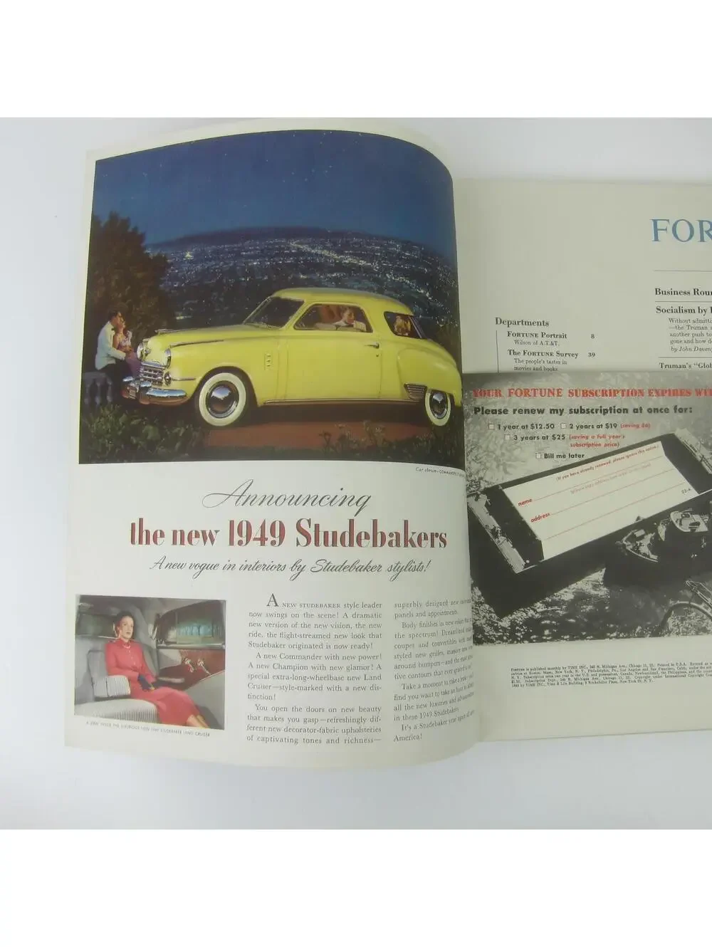 Vintage FORTUNE Magazine March 1949 Arthur Lidov Cover Studebaker Lincoln Ads